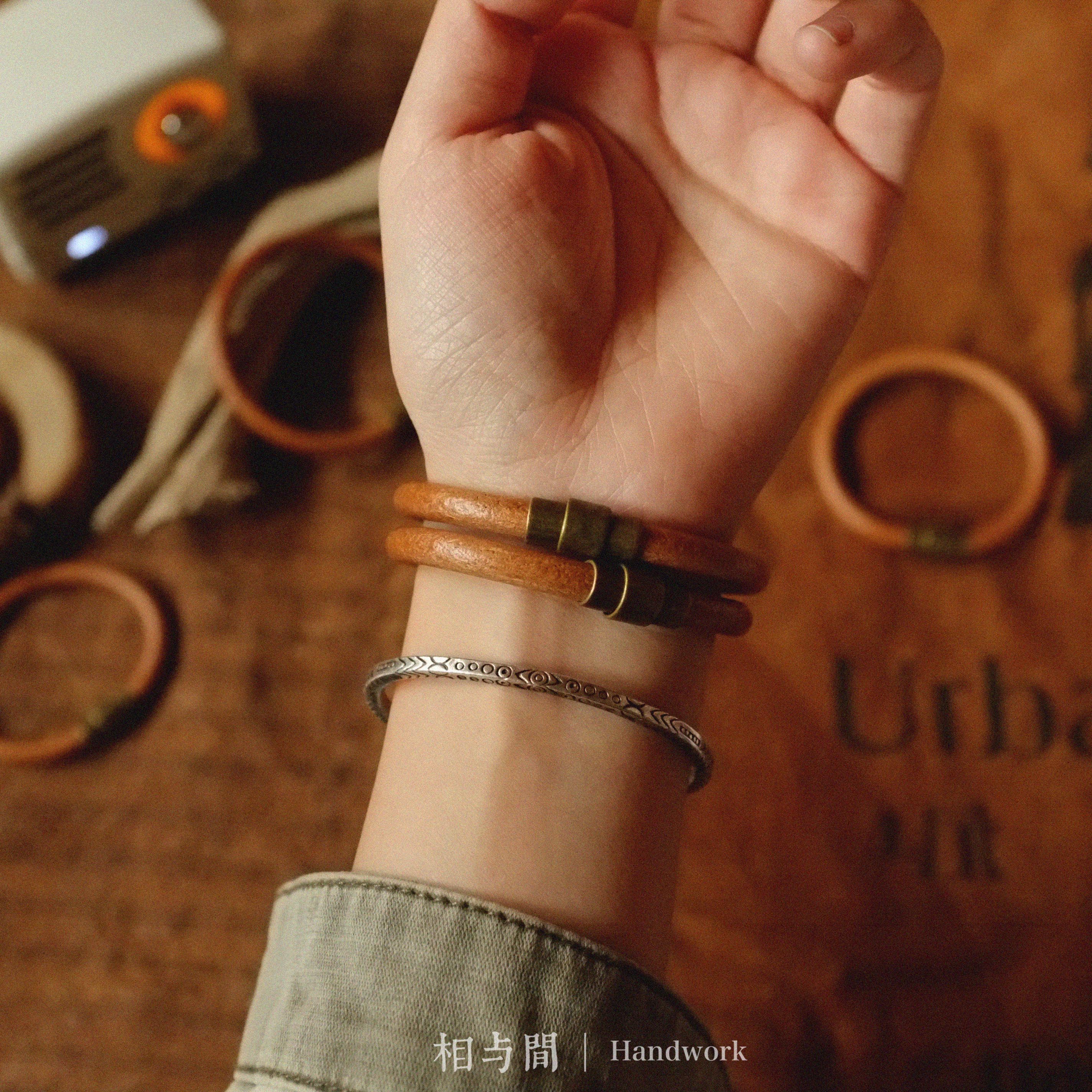 Handmade Vintage Cowhide Bracelet Takahashi Color-Retaining Brass Magnetic Leather Bracelet Couple Leather Bracelet