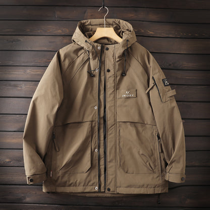 Men's Plus Size Cold-Resistant Hooded Cotton Jacket - Winter Thickened Windproof Warm Export Overstock Workwear Coat