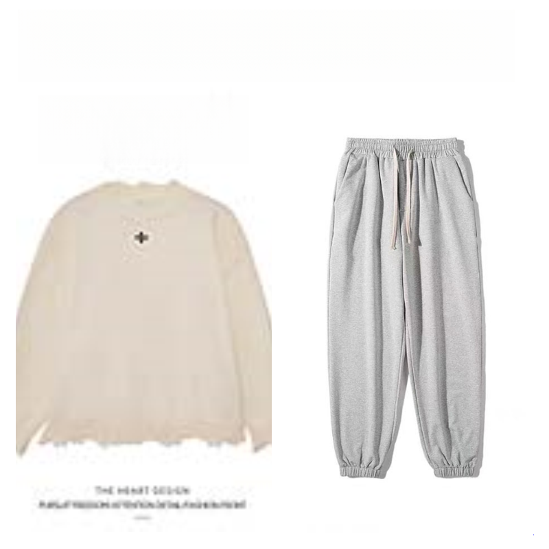 Men's Retro Cross Embroidered Distressed Knit Sweater – High Street American Style Casual Winter Pullover Jacket