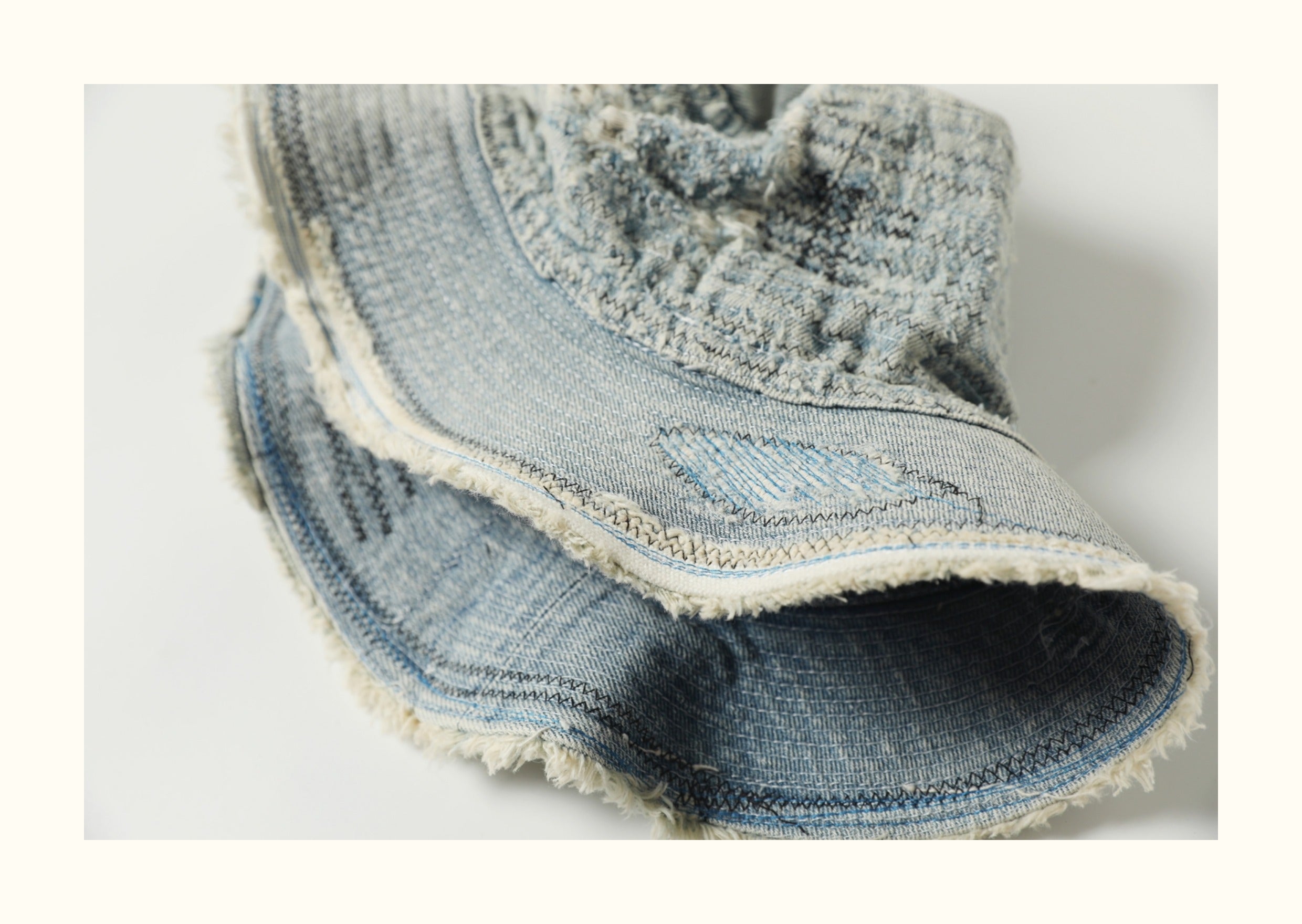 The Old Man and the Sea Vintage Distressed Fisherman Hat Japanese Retro Denim Bucket Hat Unique Fisherman Hat