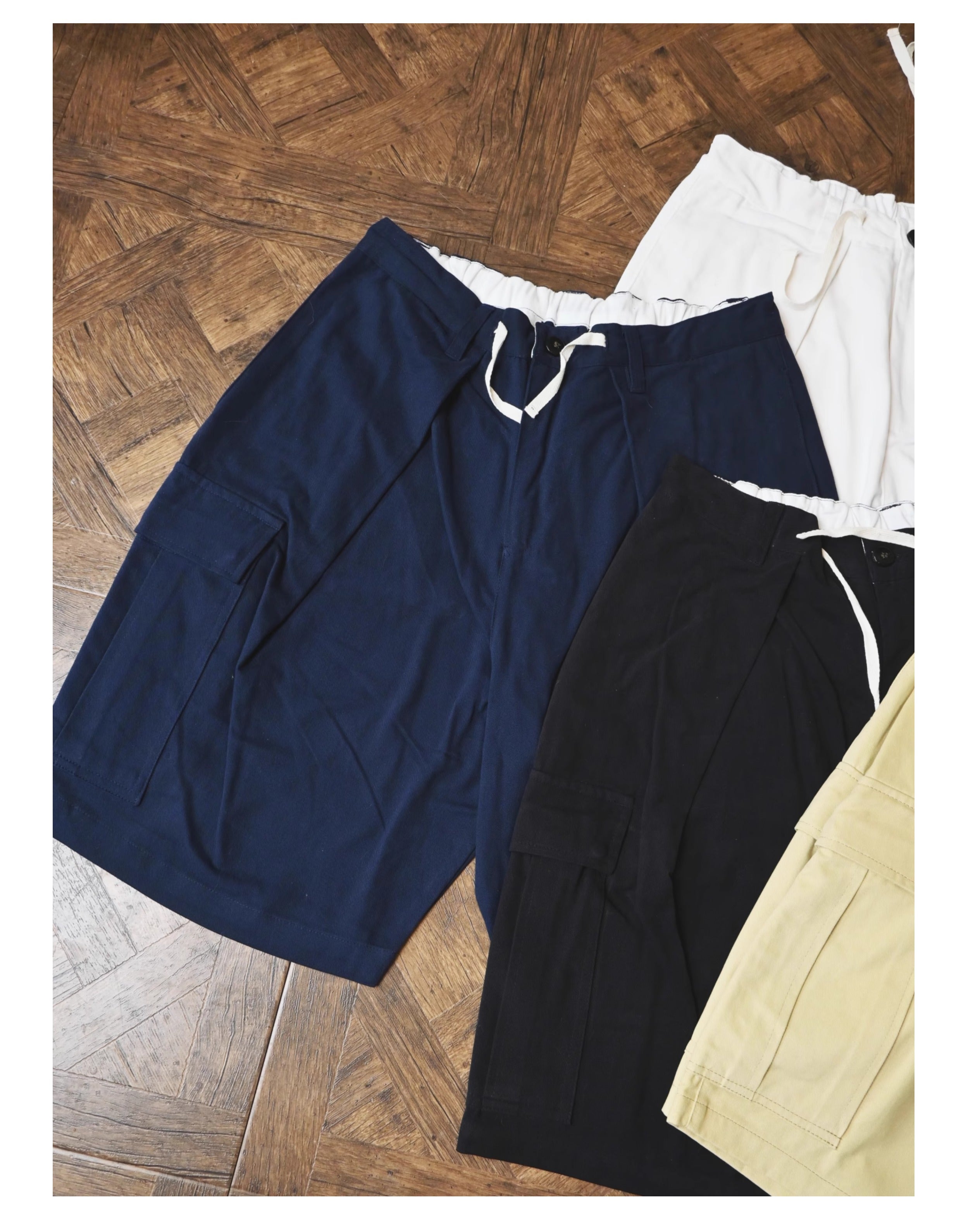 Vintage Oversized Cargo Shorts Balloon Pants A-Line Vintage Five-Point Shorts Trendy All-Cotton Japanese Style