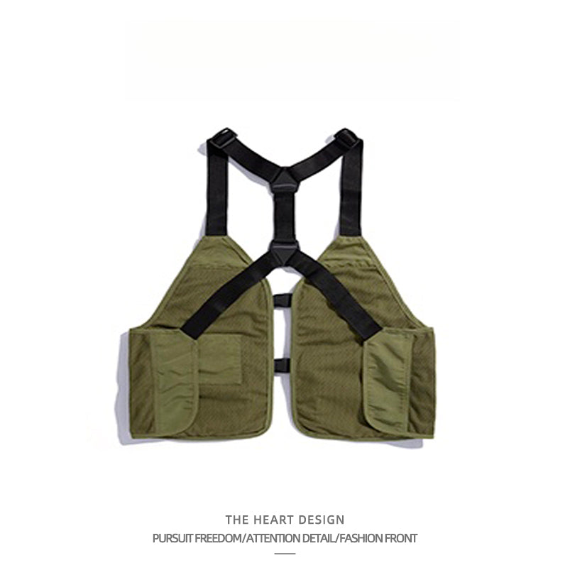 Men's Mountain-Style Outdoor Workwear Vest – High Street Casual Multi-Pocket Vest Jacket for Autumn & Winter