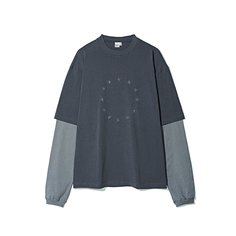 Vintage Two-Piece Look Striped Long Sleeve T-Shirt – Washed Cotton (Men)