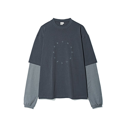 Vintage Two-Piece Look Striped Long Sleeve T-Shirt – Washed Cotton (Men)