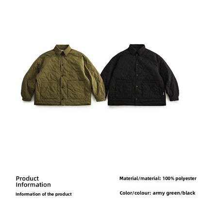 japanese Minimalist Quilted Cotton Jacket - Lightweight Couple Coat