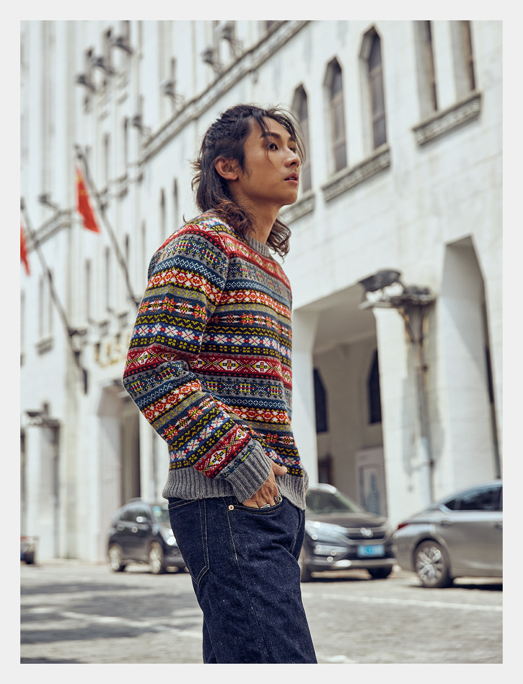 Fair Isle Merino Wool Crew Neck Sweater – Vintage British Retro (Unisex)