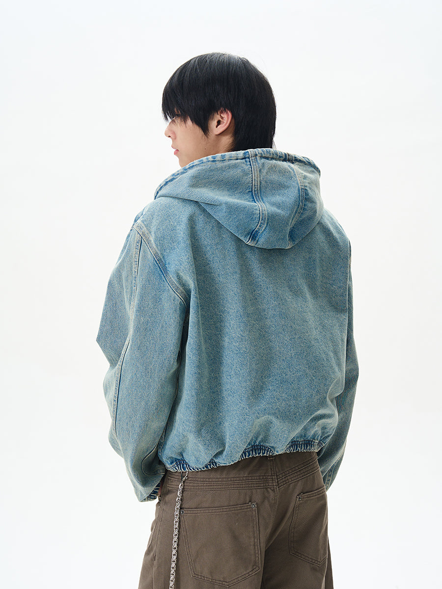 American High Street Hooded Denim Jacket for Men, Trendy Brand with High-End Feel, Cool and Unique Jacket for Couples