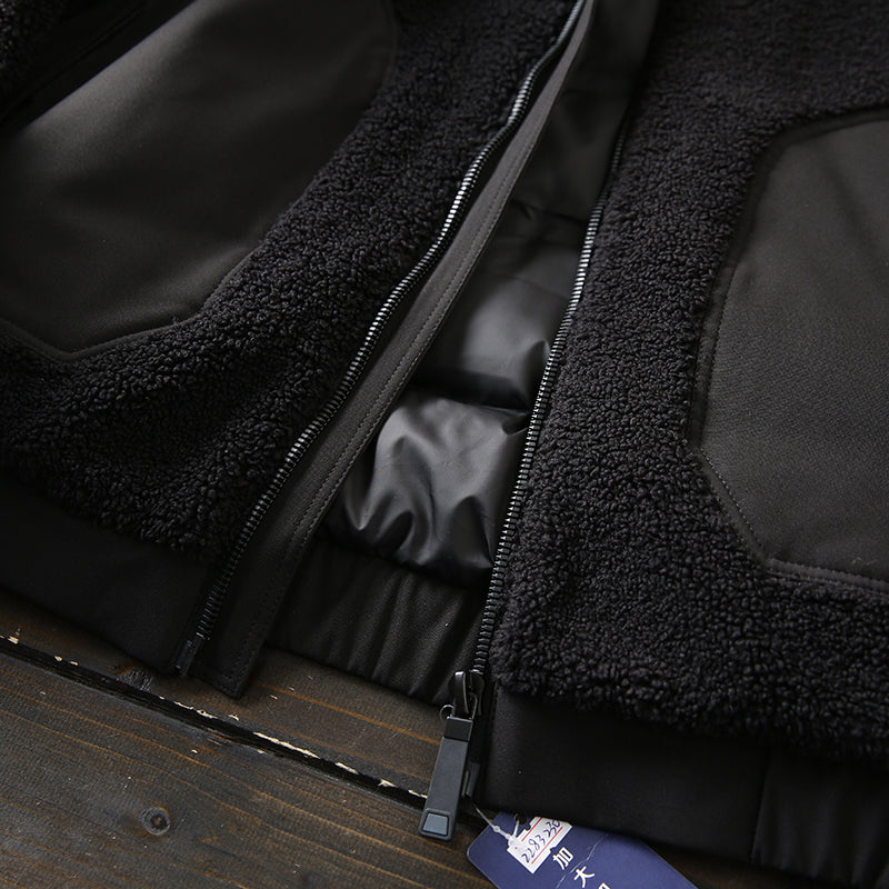 Men's Plus Size Stand Collar Down Jacket - Export Overstock Thickened Lamb Wool Particle Fleece Winter Coat