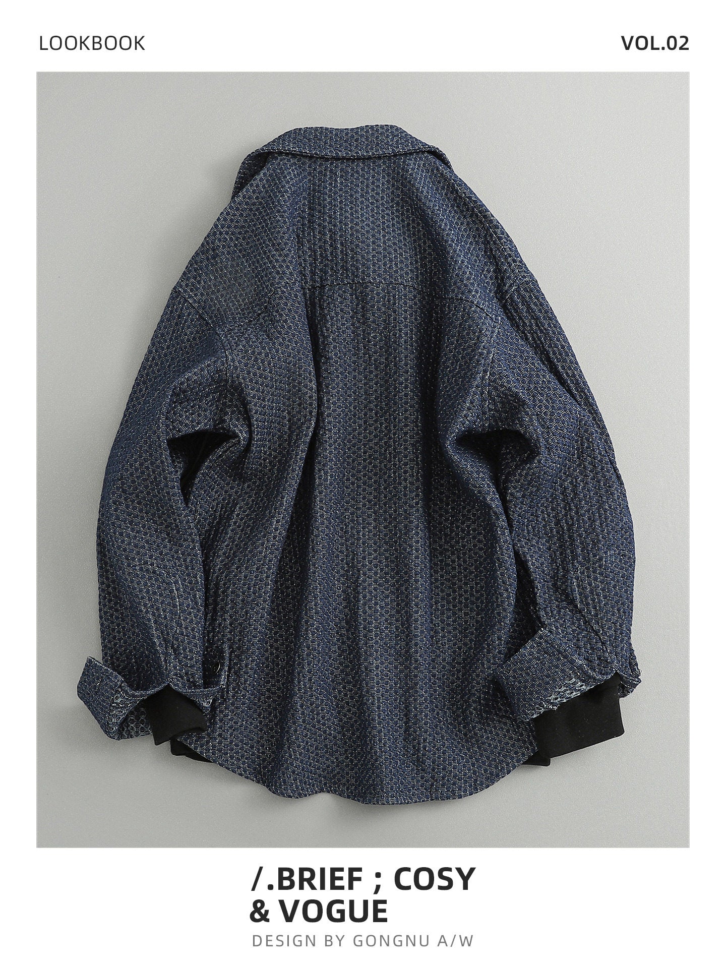 Japanese Retro Lattice Texture Denim Shirt - Loose Casual Lapel Shirt (Men)