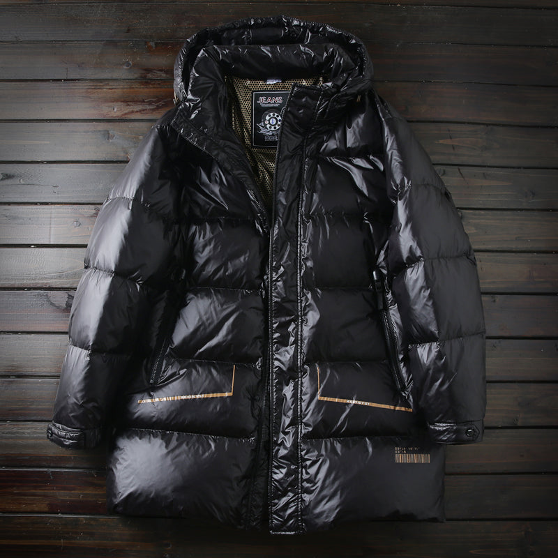 Men's Plus Size Export Overstock Down Jacket - Thickened High-Puff Hooded Mid-Length Cold-Resistant Coat