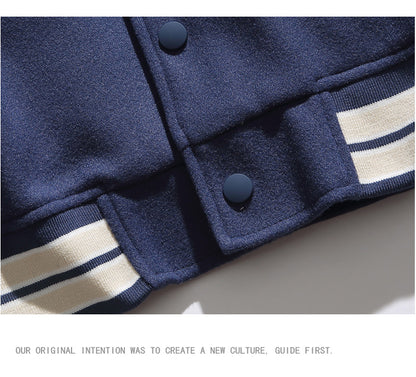 American Style Trendy Brand Patchwork Baseball Jacket for Men, Autumn and Winter Retro Cotton Jacket, Spring and Autumn New Couple Jacket