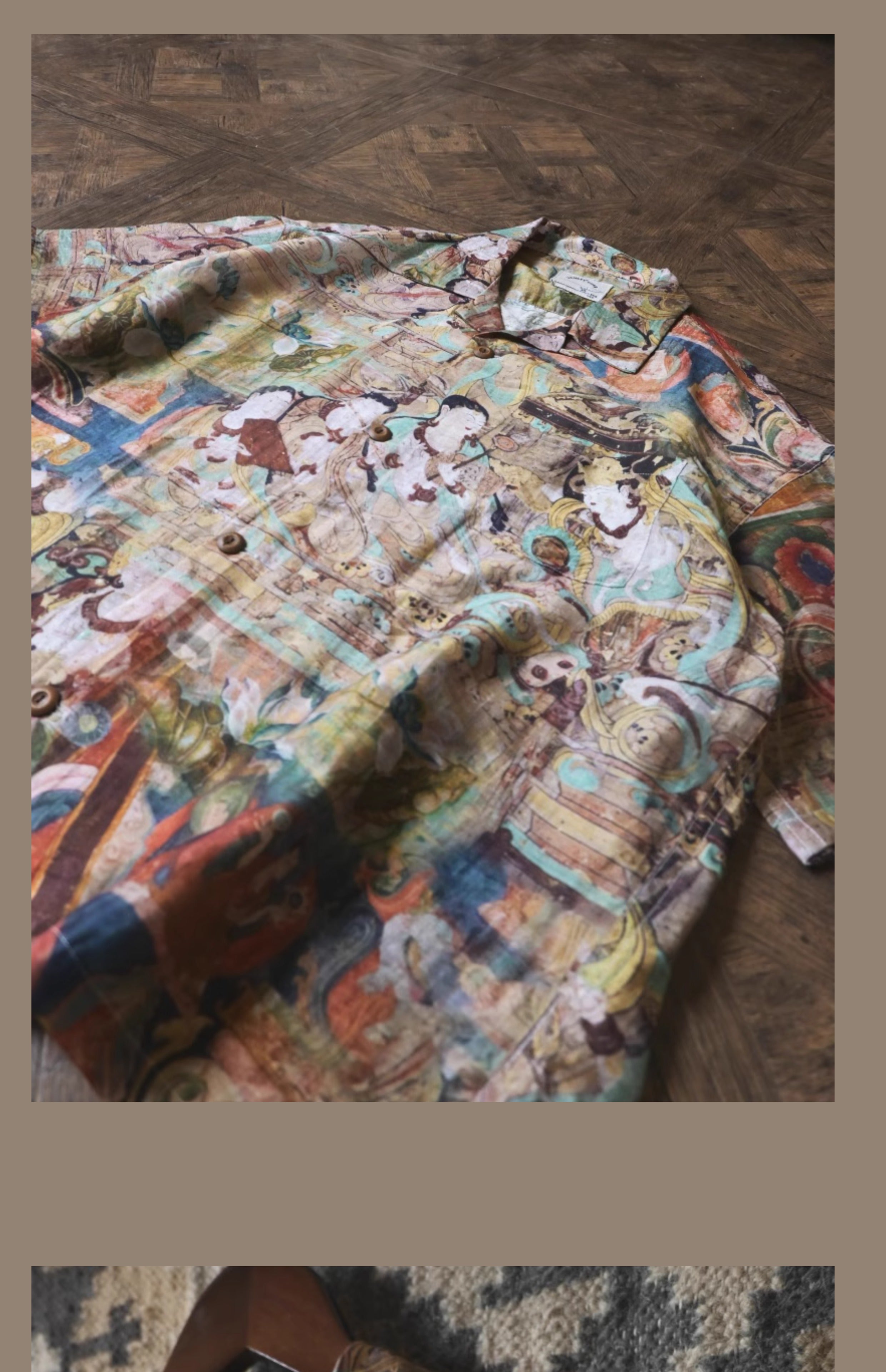 Vintage Loose Print Cuban Collar Shirt Linen Hawaiian Short Sleeve Shirt Dunhuang Summer Trend Brand