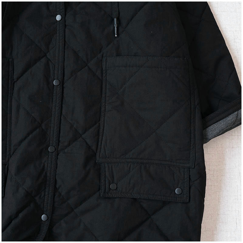 Warm Mid-Length Hooded Quilted Cotton Jacket – Loose, Retro Japanese Outerwear for Women