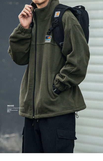 Men's Winter Fleece Cardigan - Trendy Loose BF Style Stand Collar