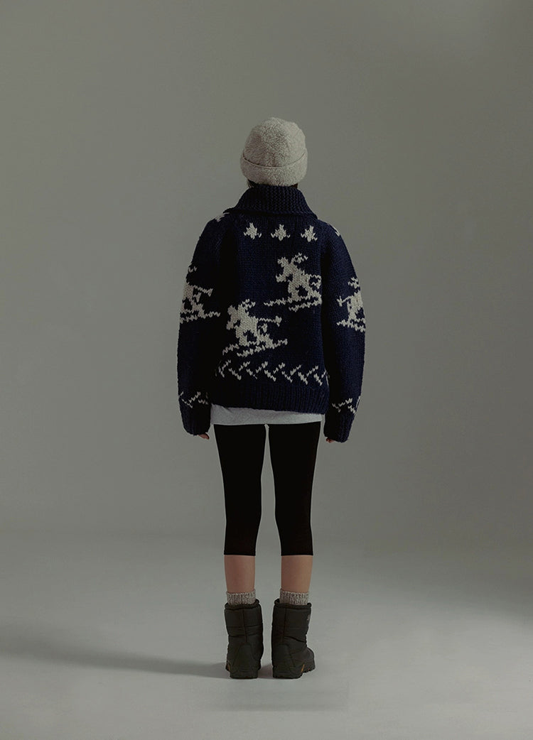 Handmade Wool Zipper Knit Sweater Coat