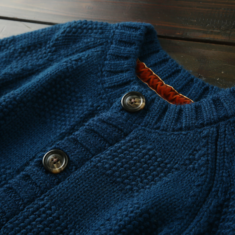 Men's High-End Italian Order Heavyweight Wool Cardigan - Autumn Winter Thickened Round Neck Knitted Sweater Jacket