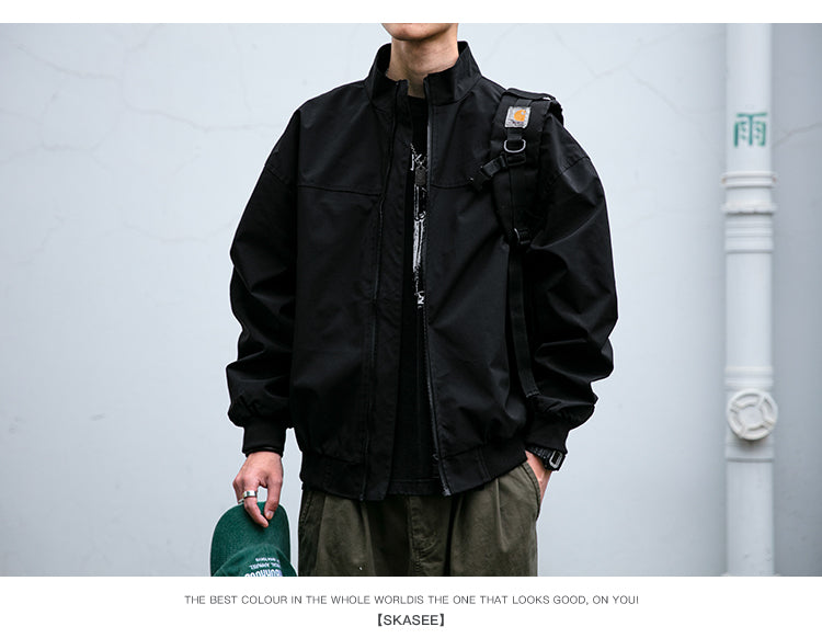 Men's American Style Waterproof Coach Jacket - Trendy Stand Collar Outdoor Windbreaker