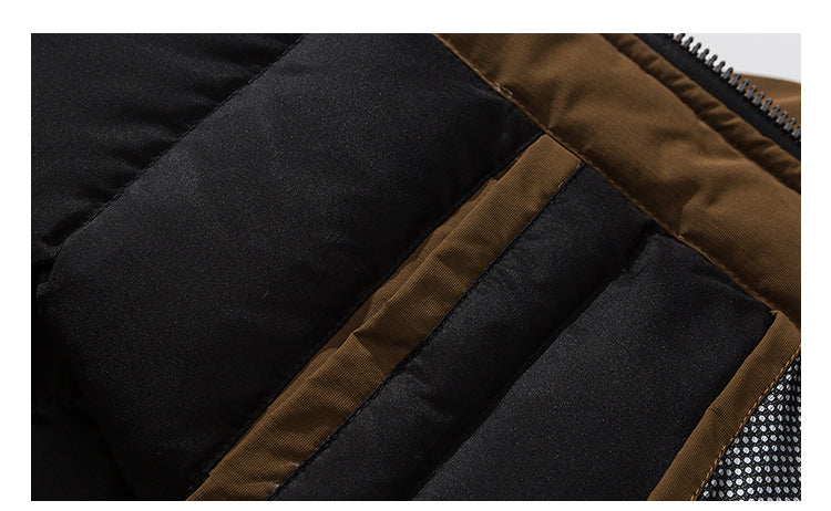 Winter Workwear Hooded Down Jacket Men's Trendy Loose Outdoor Multi-Pocket Functional 90% White Duck Down Warm Coat Trendy