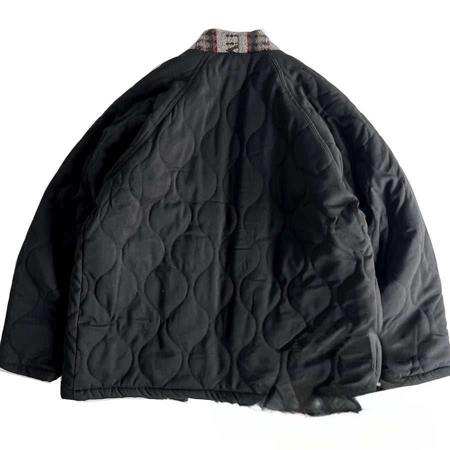 Men's Japanese Style Improved Taoist Robe - Autumn Winter Retro Patchwork Collarless Cotton Jacket