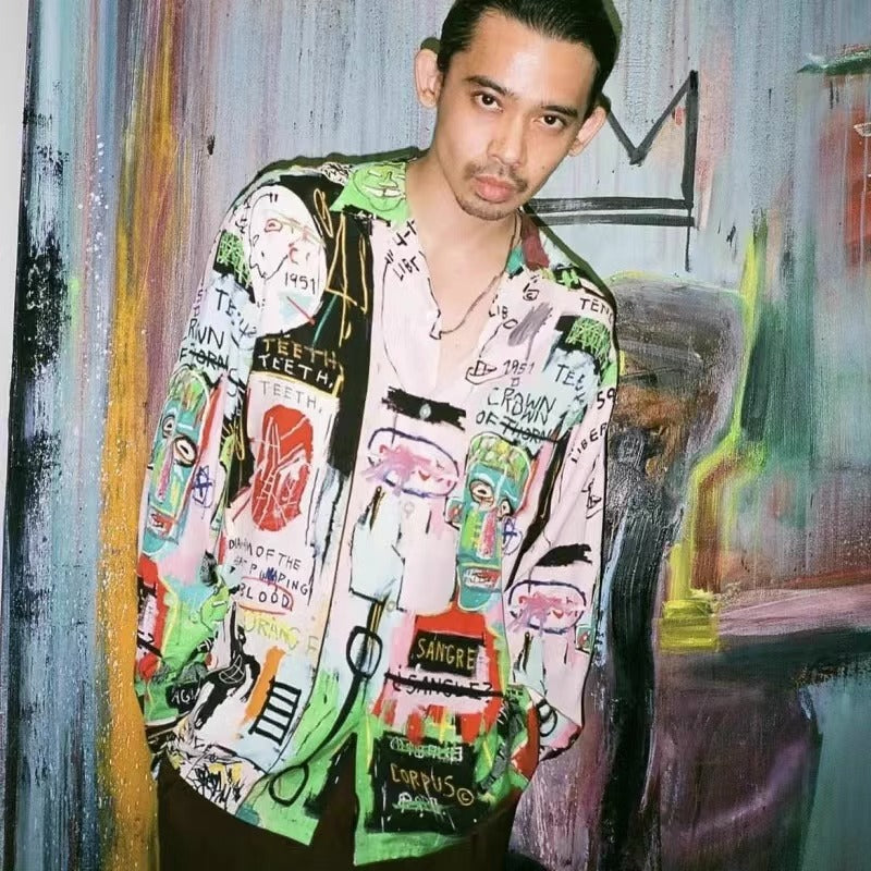 Wacko Maria Basquiat Print Long-Sleeve Shirt – Japanese Retro Graffiti (Unisex)