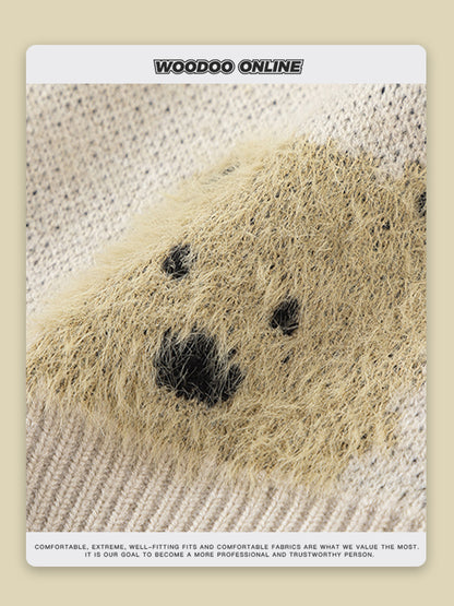 Color-Block Cartoon Puppy Knitted Sweater – Designer Brand Unisex