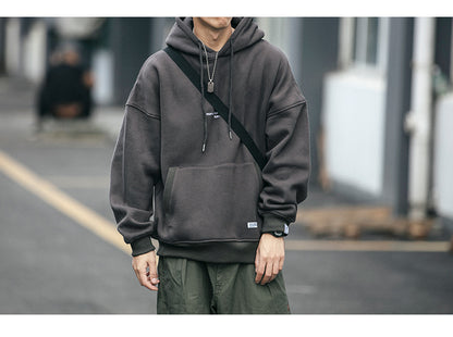 Unisex Vintage Fleece Hoodie - Hong Kong Style Thickened Loose Couple Sweatshirt