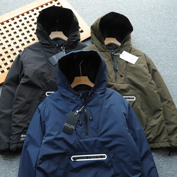 Unisex Outdoor Cotton Jacket - Export Spain Windproof Water-Resistant Hooded Loose Casual Coat