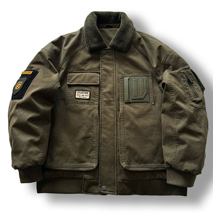 American Retro MA-1 Flight Jacket - Lambswool Collar 90% Down Bomber Coat