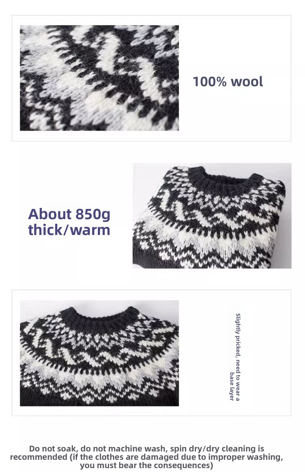 Handmade Icelandic Sweater Loose Couple Black Vintage Men's Fair Isle Sweater Wool Thick Yarn Japanese Style Knitted Cardigan