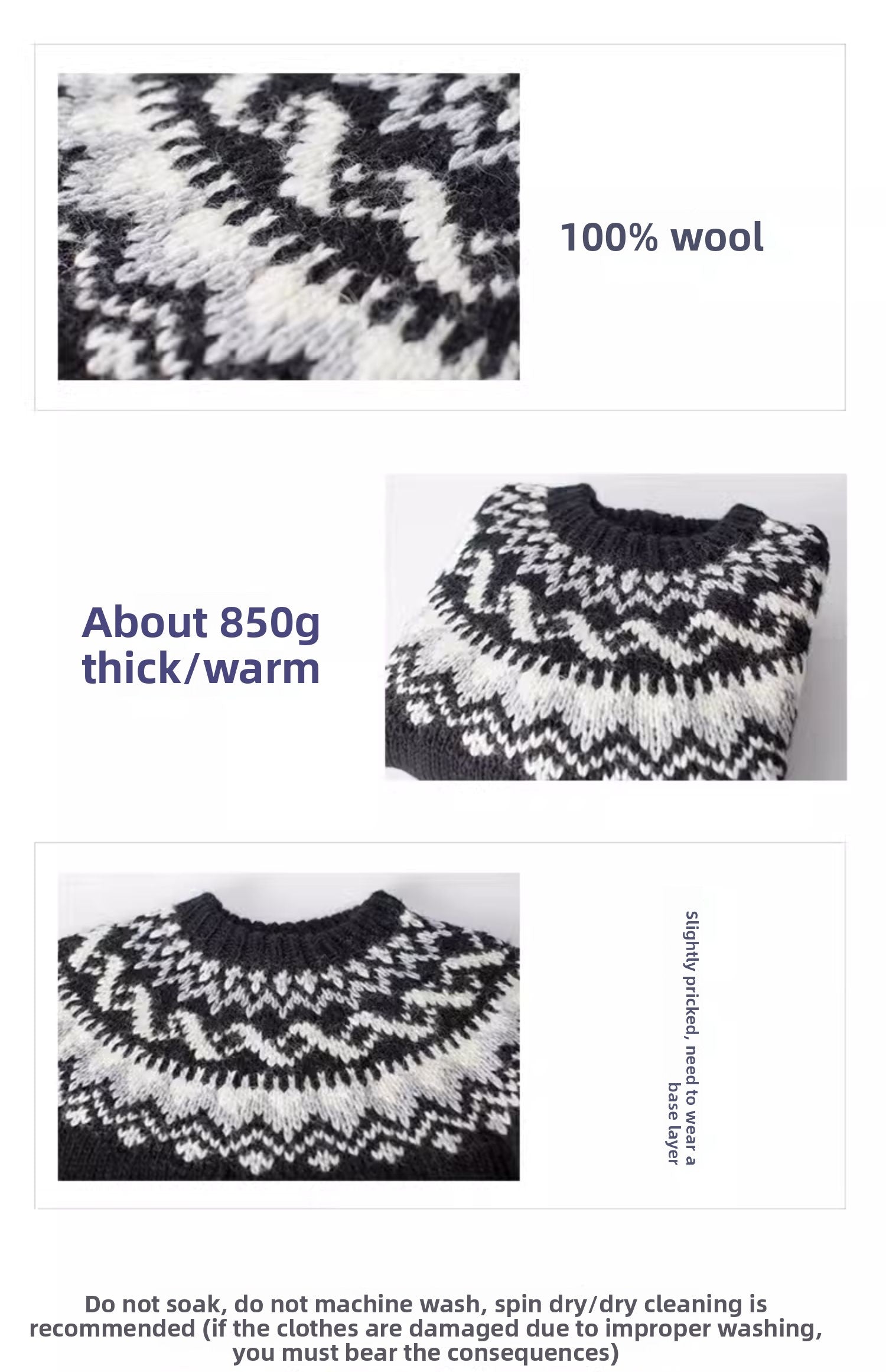 Handmade Icelandic Sweater Loose Couple Black Vintage Men's Fair Isle Sweater Wool Thick Yarn Japanese Style Knitted Cardigan