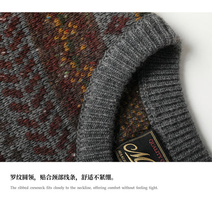 Vintage Fair Isle Wool-Blend Crewneck Sweater – British Heritage Style (Unisex)