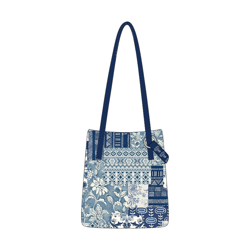 Original Blue and White Handheld Shoulder Crossbody Bag Versatile Niche Literary Casual Commuter Bag