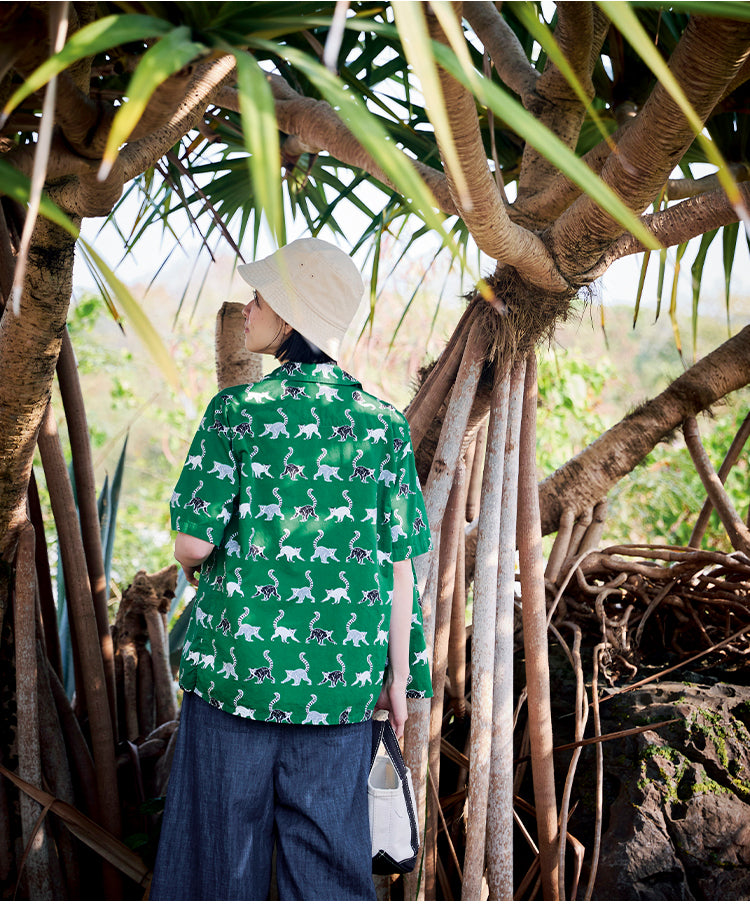 Cotton Japanese Lémur Catta Printed Shirt