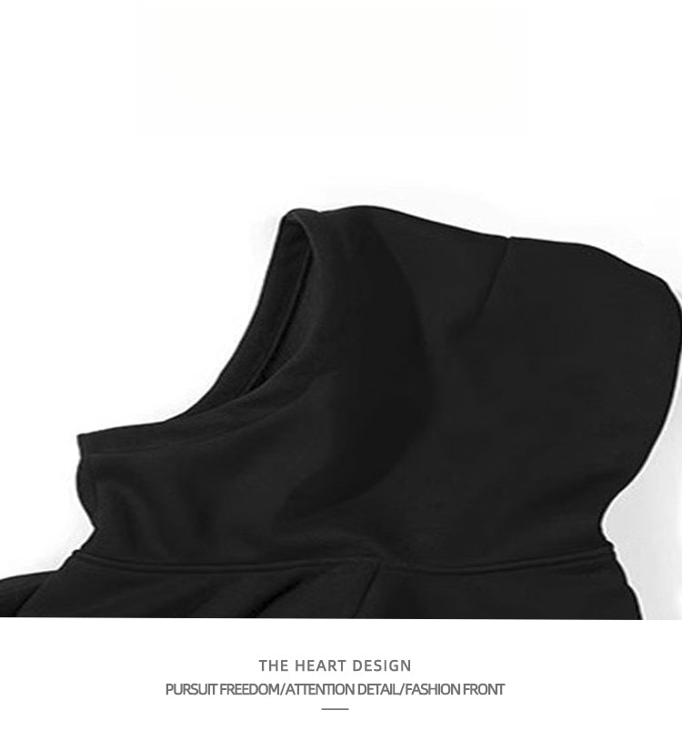 High-Neck Hooded Sweatshirt – Autumn/Winter Loose “Two-Piece” Layered Cape Jacket for Men