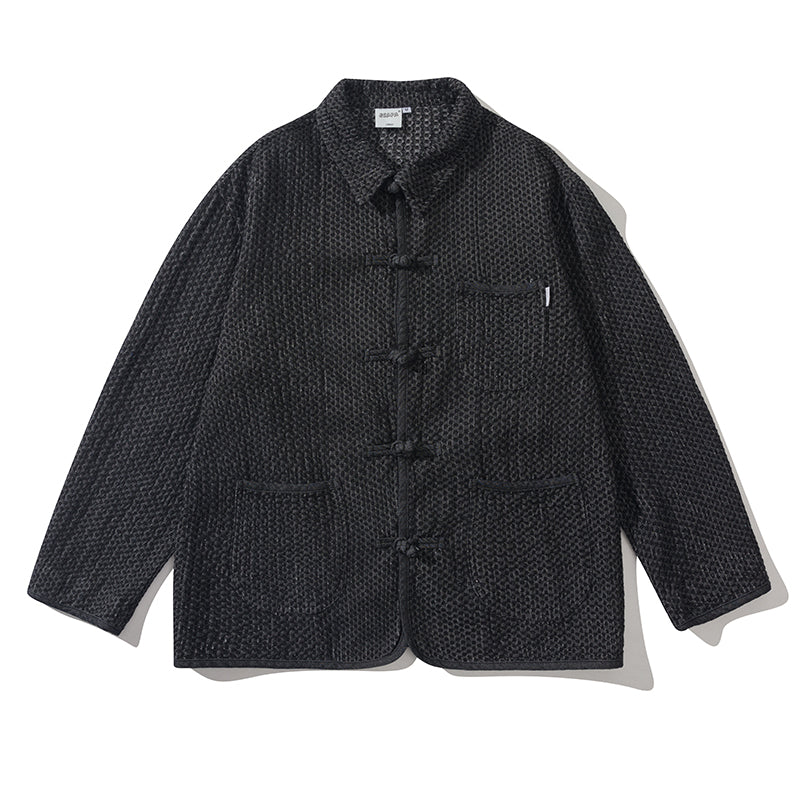 Amekaji Autumn Vintage Multi-Pocket Button Work Jacket Men's Loose Fit Turn-Down Collar Washed Jacket Trend