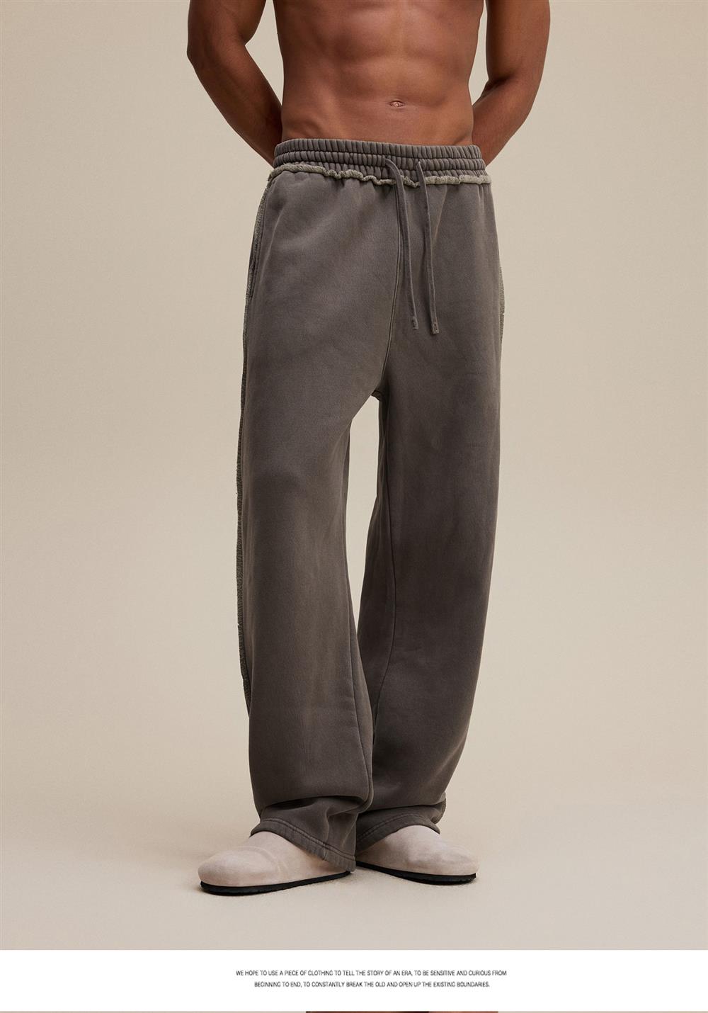 Heavyweight Fleece Washed Straight Sweatpants – Loose Casual American Style