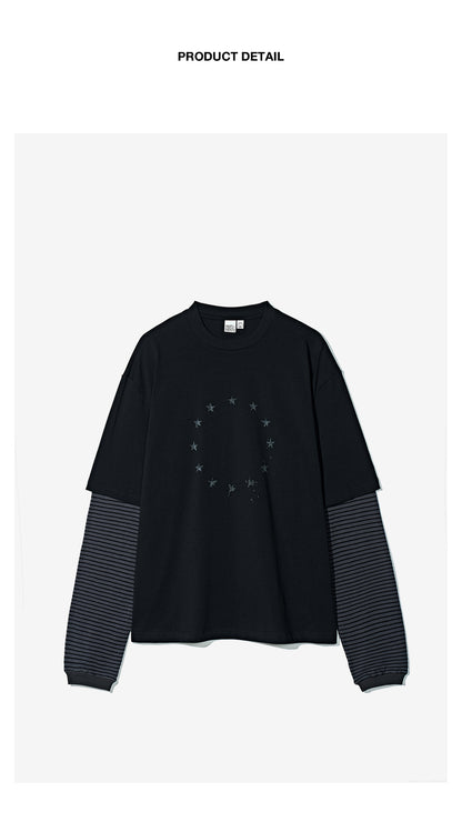 Vintage Two-Piece Look Striped Long Sleeve T-Shirt – Washed Cotton (Men)