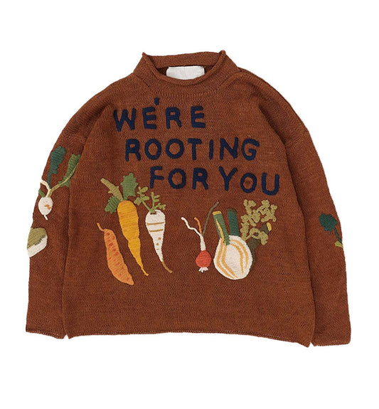 Vintage Vegetable Embroidered Knitted Sweater for Women, Melad Fashionable Versatile Loose Sweater for Women in Winter