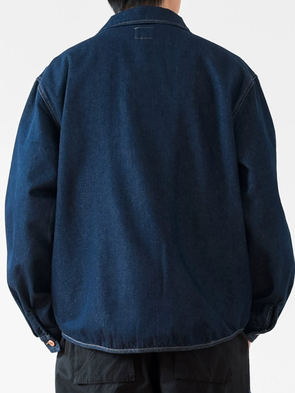 Japanese Retro Workwear Denim Shirt – Loose Turn-Down Collar for Spring/Autumn