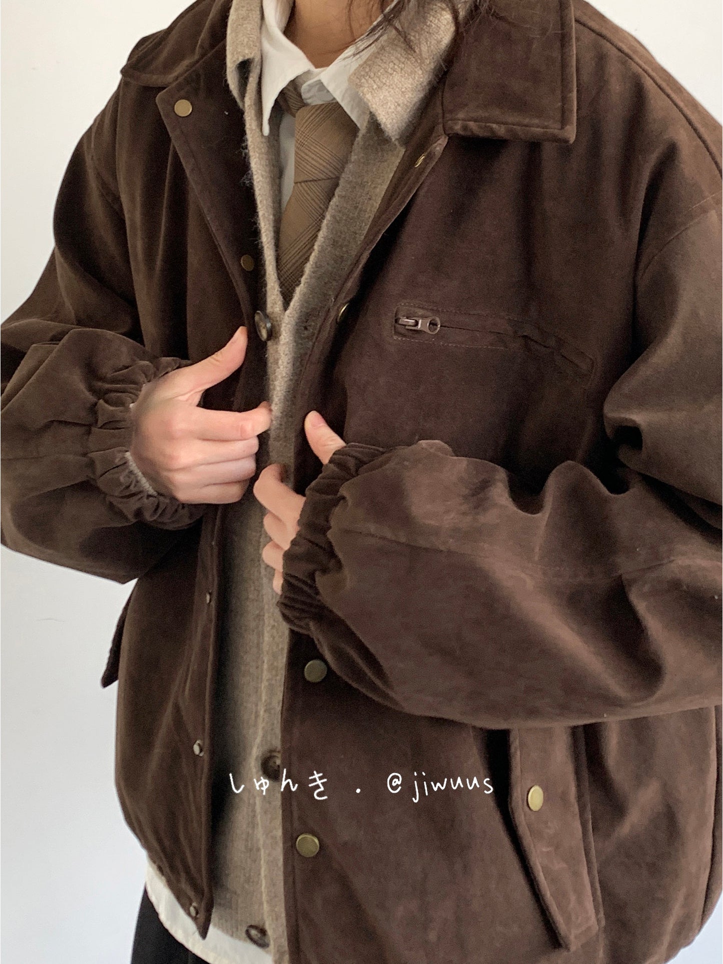 Melad Retro Suede Down Jacket - Japanese Style Casual Coat (Unisex)