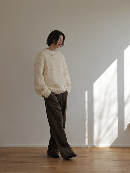 Coke Life Carpem Winter Nordic Iceland Wool Sweater - Handmade Thick-Knit Loose Lazy Top