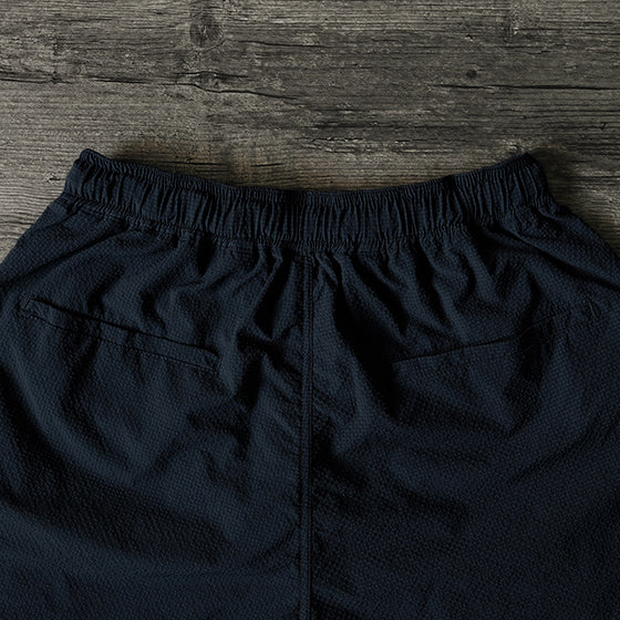 Japanese Navy Blue Seersucker Waist Strap Shorts Breathable Quick-Drying Loose Mountain Simple