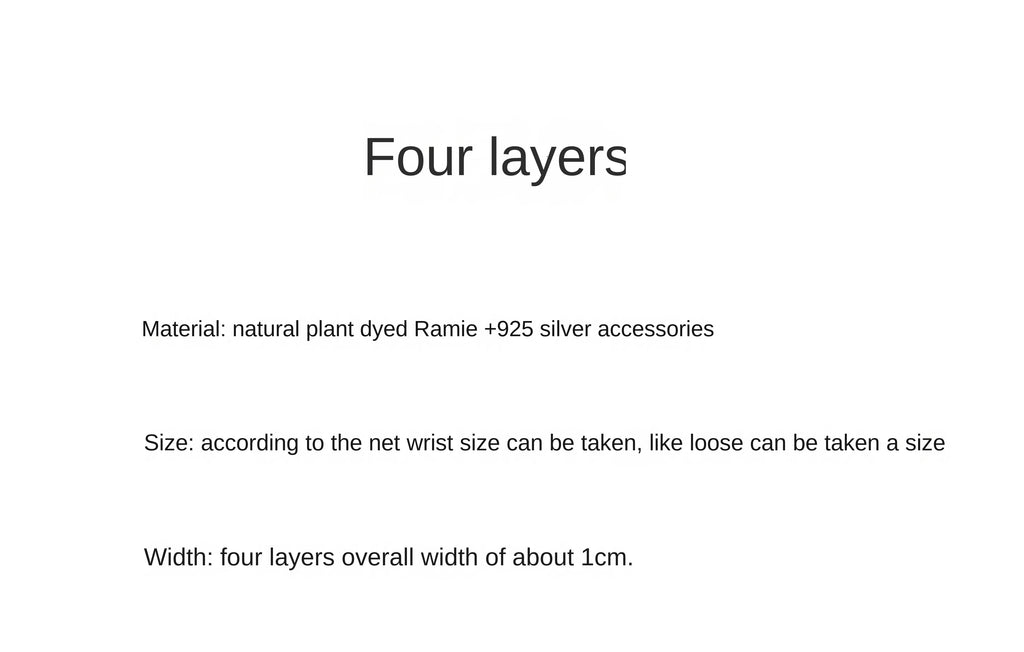 Original Design Multi-Layer Plant Dyed Cotton and Linen Handmade Bracelet 925 Silver Niche Tie-Dye Couple Bracelets