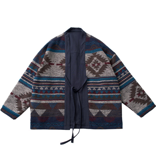Men's Japanese Retro Reversible Ethnic Style Dao Robe Jacket