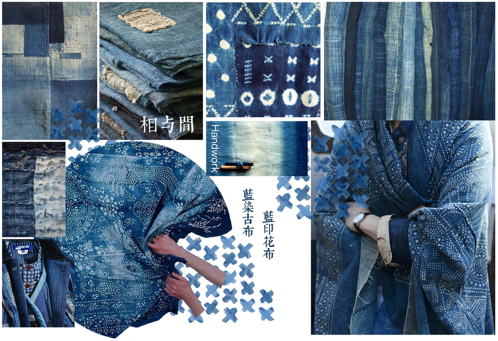 Original Four-Strand Weaving Blue Dyed + Madder Red Hand Rope Cotton Linen Niche Couple Retro Multi-Twist Bracelet