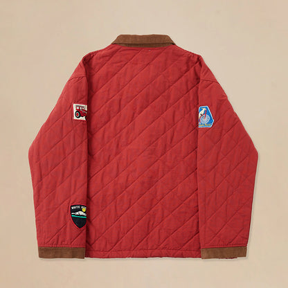 Multi-Emblem Embroidery Vintage Quilted Lightweight Cotton Jacket