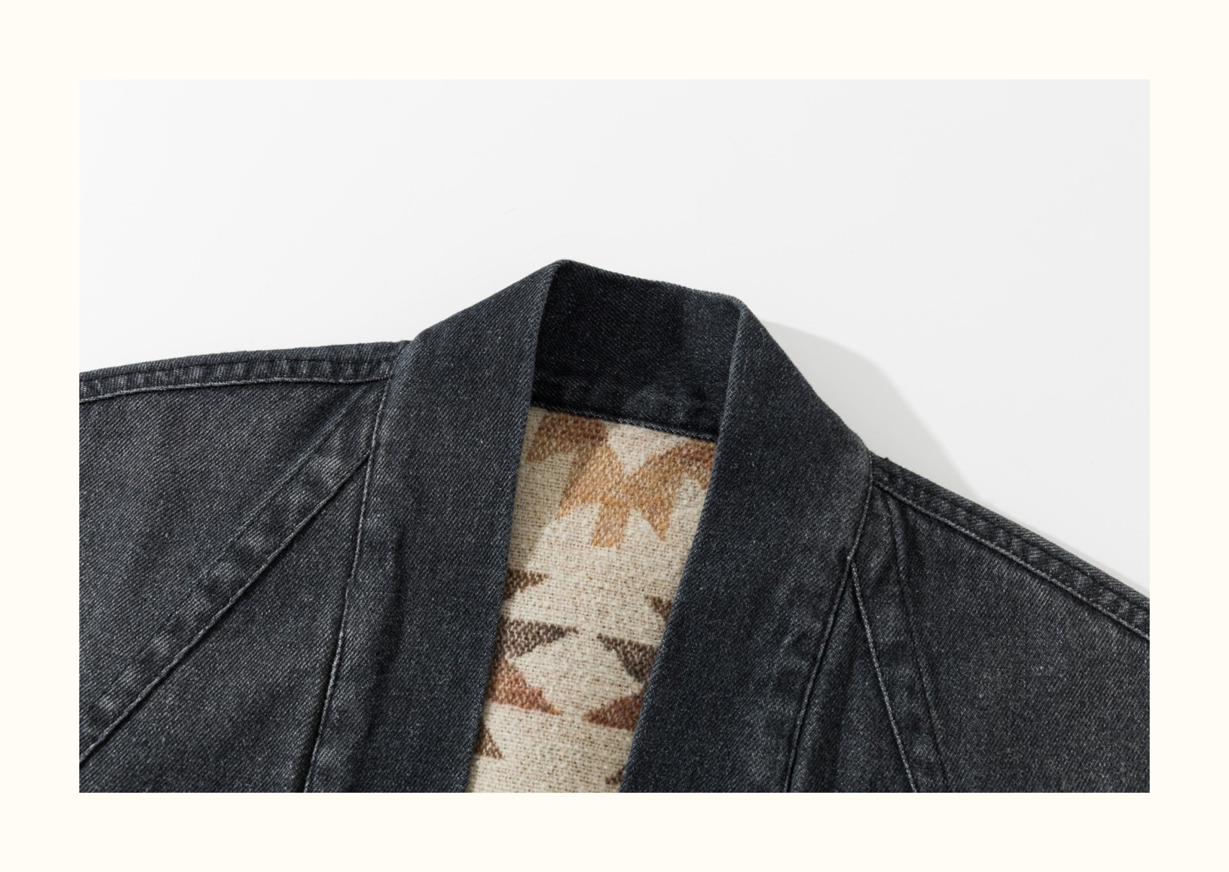 Reversible Ethnic Jacquard “Dao Robe” Denim Cardigan – Oversized Lace-Up Coat for Autumn