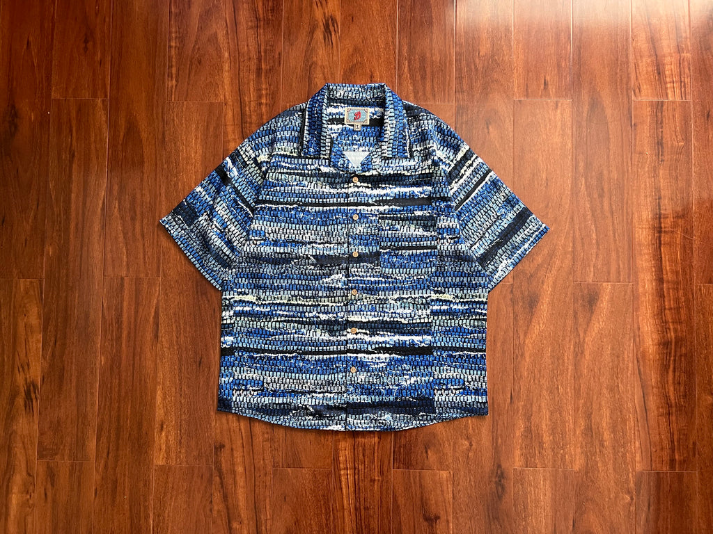 Ukiyo-E Patchwork Style Loose Drape Hawaiian Cuban Collar Printed Aloha Shirt Short Sleeve Shirt