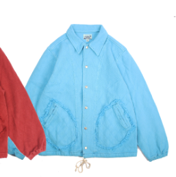 Custom Woven Kendo Sashiko Fabric Patchwork Frayed Pocket Washed Heavy Loose Coach Jacket