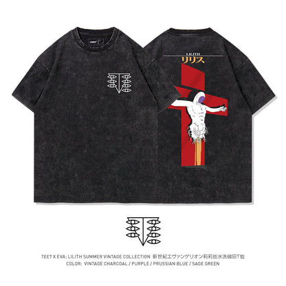 Evangelion Lilith T-Shirt - Washed Vintage Anime Cotton Tee (Unisex)
